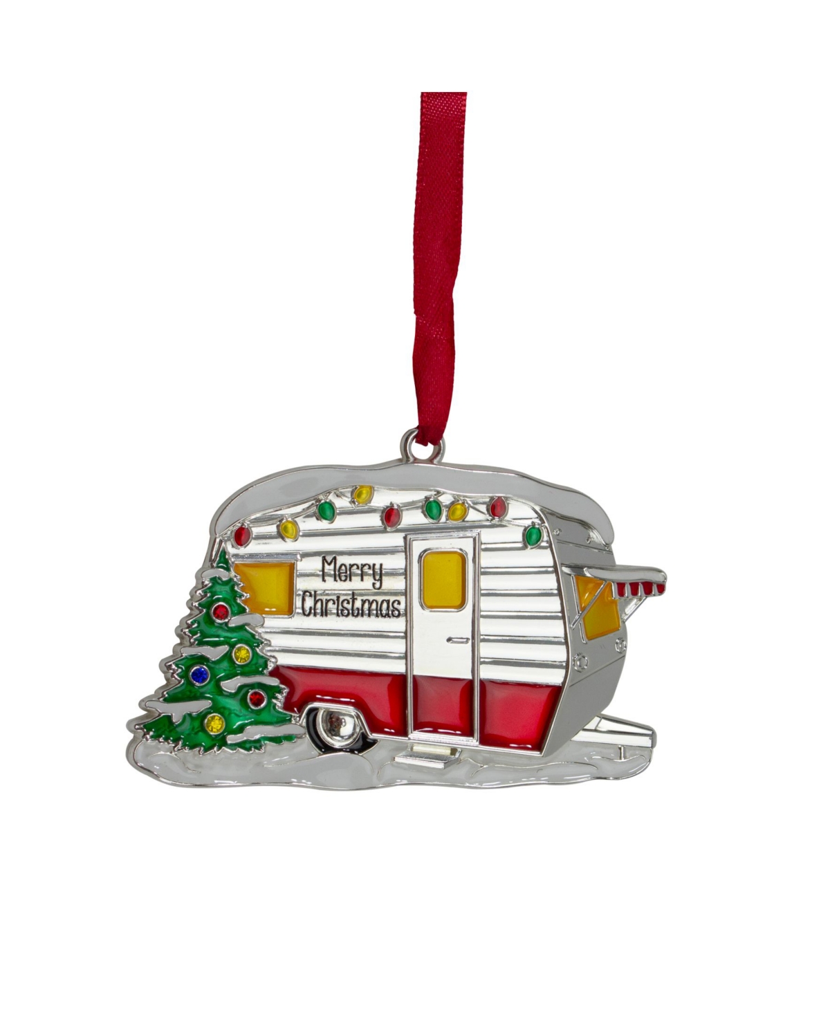 Northlight 3.5" Camper With European Crystals Christmas Ornament In Silver-tone