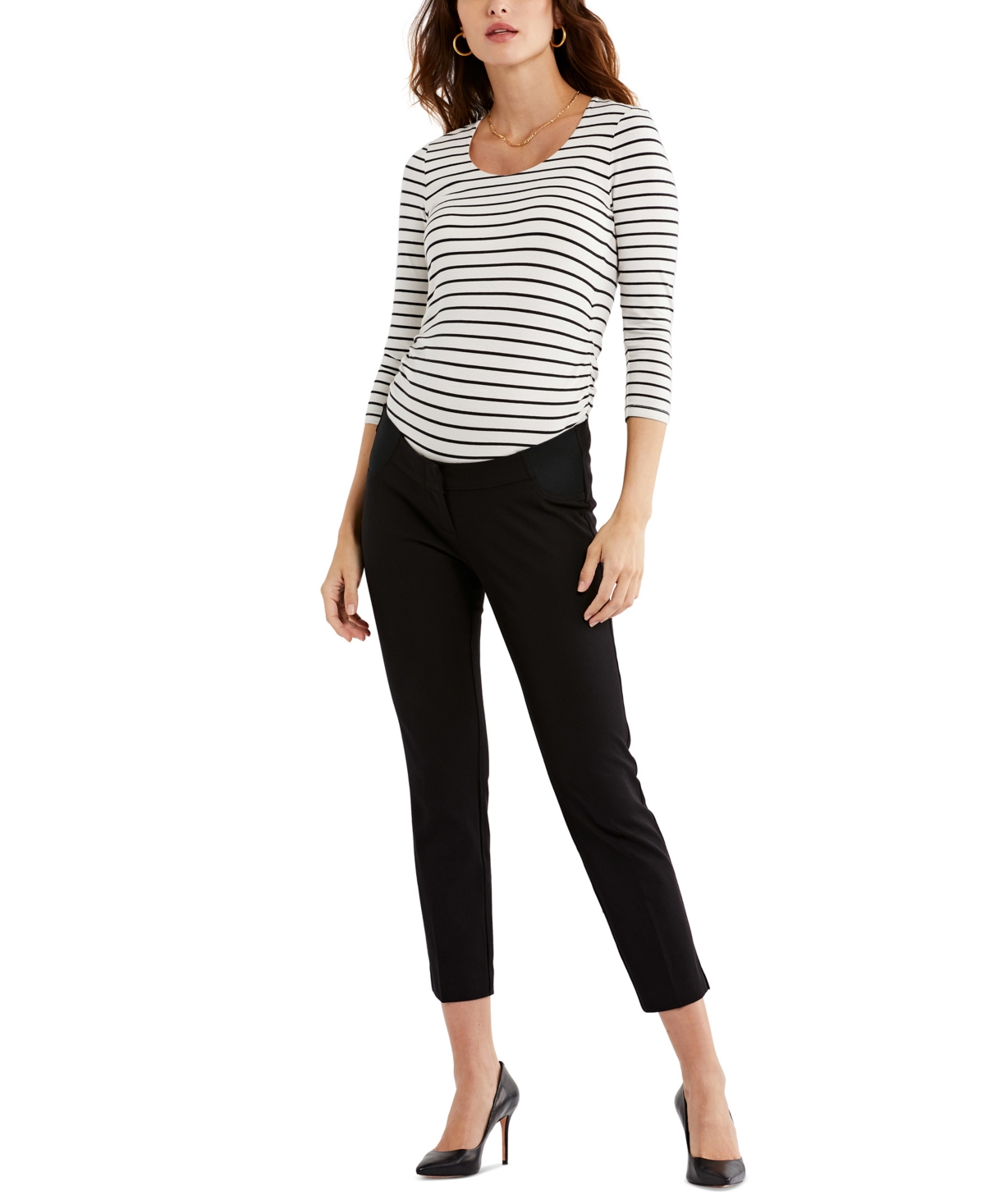  Luxe Side Ruched 3/4 Sleeve Maternity T Shirt