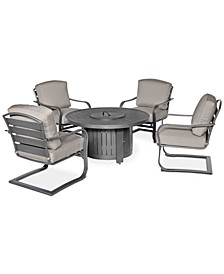 Marlough II 5-Pc. Round Fire Pit Chat Set, (1 Fire Pit & 4 C-Spring Chairs), Created for Macy's