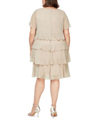 Plus Size Tiered Metallic Dress