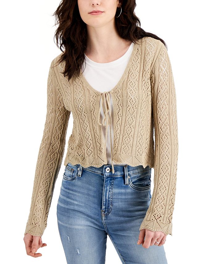Hooked Up by IOT Juniors' Tie-Front Cardigan - Macy's