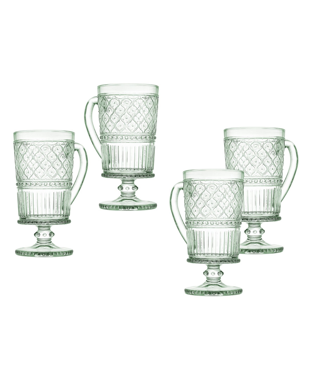 Godinger Set Of 4 Claro Footed Coffee Mugs In Green