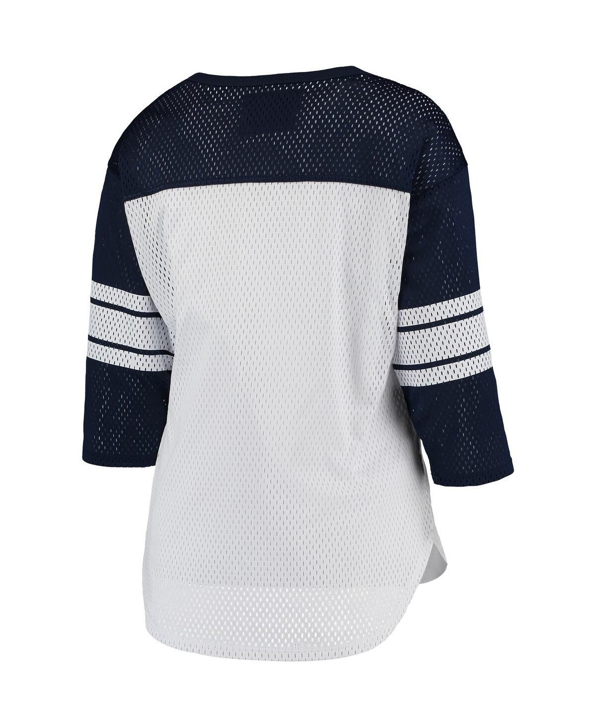 Women's G-iii 4Her by Carl Banksand College Navy Seattle Seahawks First Team Three-Quarter Sleeve Mesh T-shirt - White, College Navy