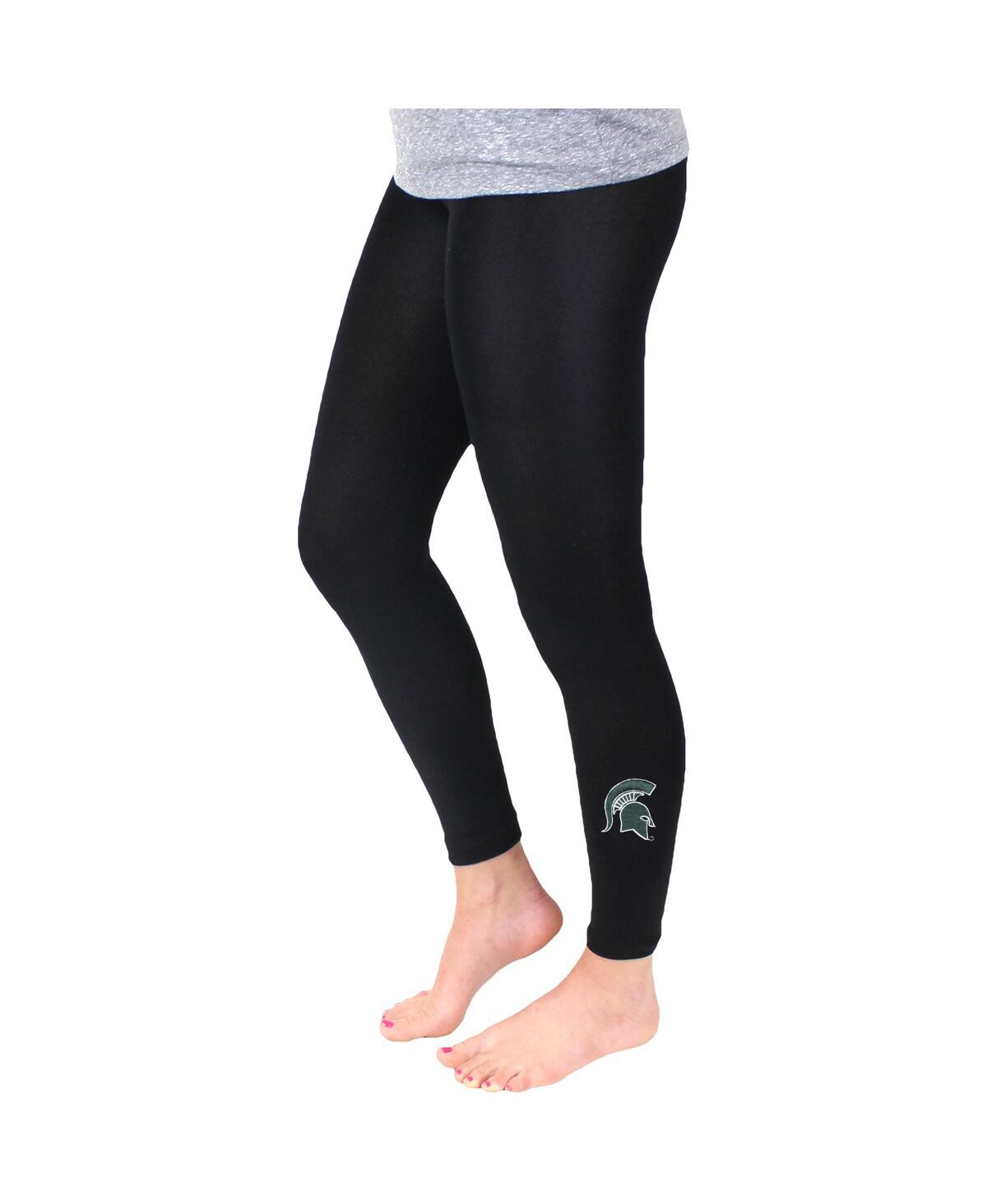 Women's Black Michigan State Spartans Fleece Leggings - Black