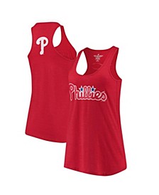 Women's Red Philadelphia Phillies Front and Back Tri-Blend Racerback Tank Top