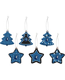 Minnesota Timberwolves 3'' x 3'' Six-Pack Shatterproof Tree And Star Ornament Set
