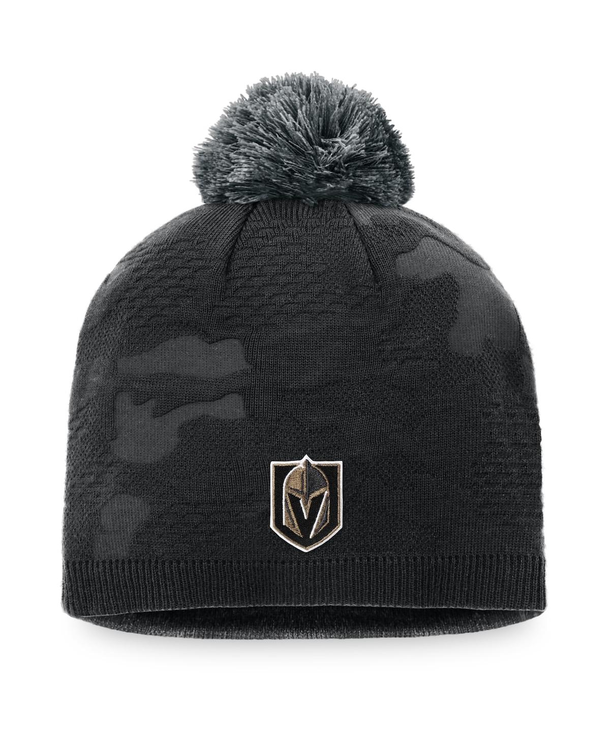 Women's Black and Gray Vegas Golden Knights Authentic Pro Team Locker Room Beanie with Pom - Black, Gray
