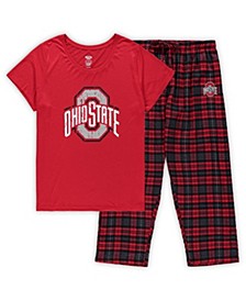 Women's Scarlet Ohio State Buckeyes Plus Size Ethos T-shirt and Pants Sleep Set