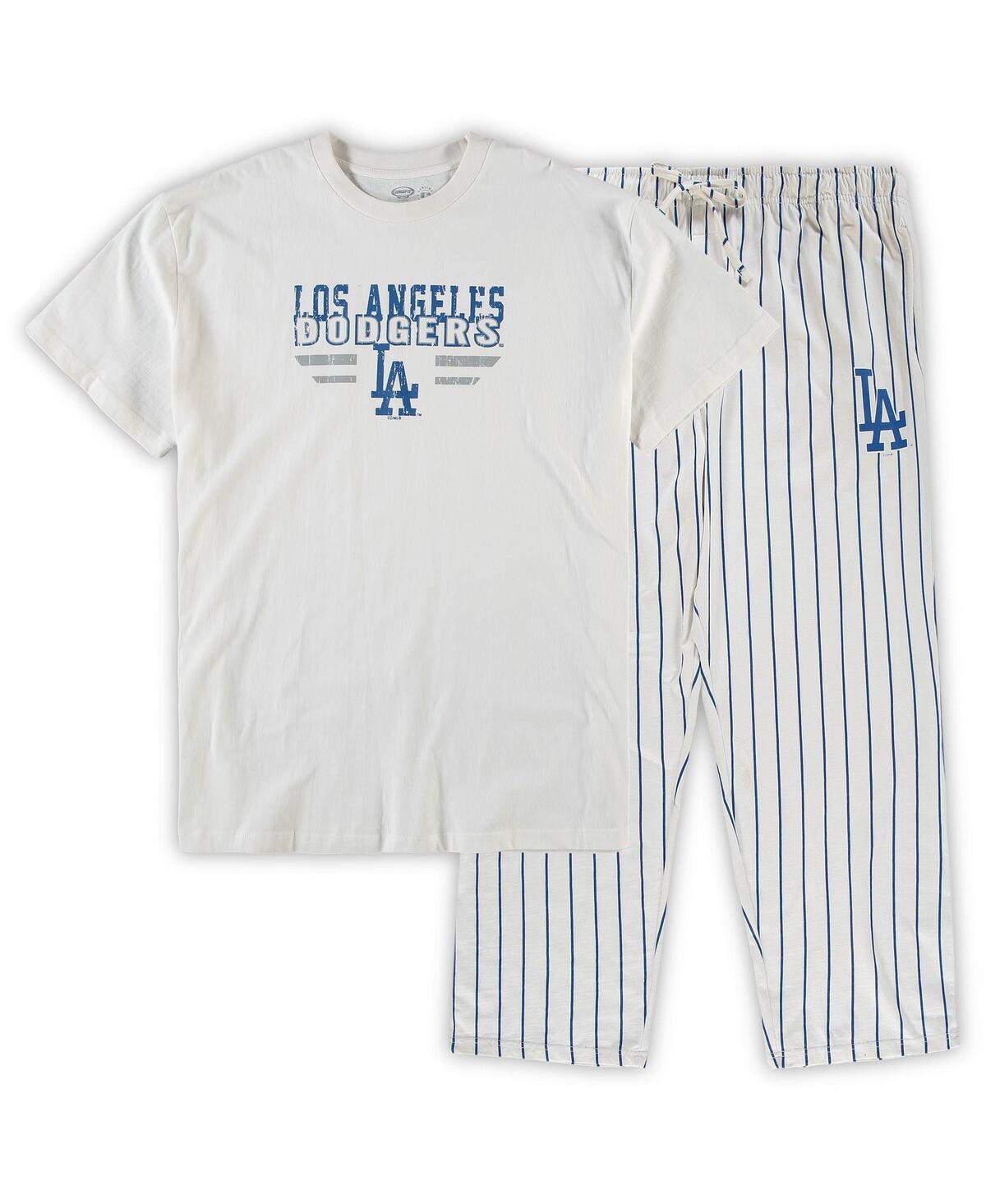 Men's White, Royal Los Angeles Dodgers Big and Tall Pinstripe Sleep Set - White, Royal