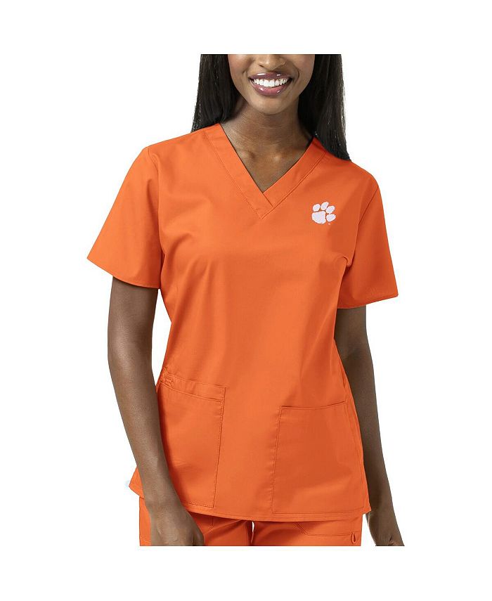 WonderWink Women's Orange Clemson Tigers VNeck Scrub Top & Reviews