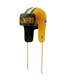 Men's Gold Green Bay Packers Helmet Head Trapper Knit Hat