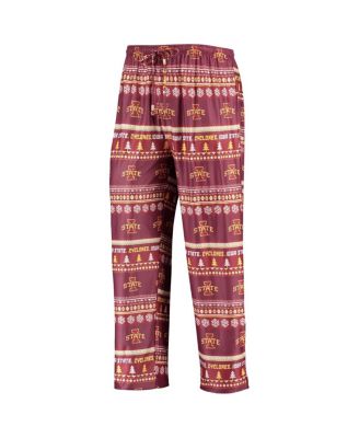 Men's Cardinal Iowa State Cyclones Ugly Sweater Long Sleeve T-shirt and Pants Sleep Set
