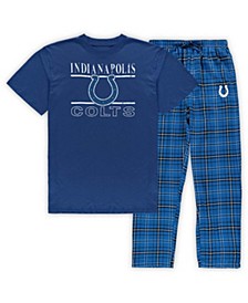 Men's Royal Indianapolis Colts Big and Tall Lodge T-shirt and Pants Sleep Set