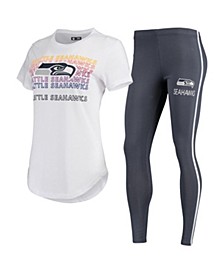 Women's White, Charcoal Seattle Seahawks Sonata T-shirt and Leggings Set
