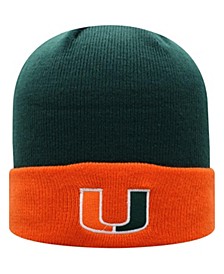 Men's Green and Orange Miami Hurricanes Core 2-Tone Cuffed Knit Hat