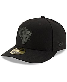 Men's Black Los Angeles Rams Alternate Logo Black on Black Low Profile 59FIFTY II Fitted Hat