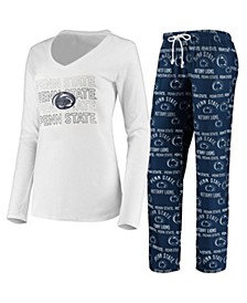 Women's Navy, White Penn State Nittany Lions Flagship Long Sleeve T-shirt and Pants Sleep Set