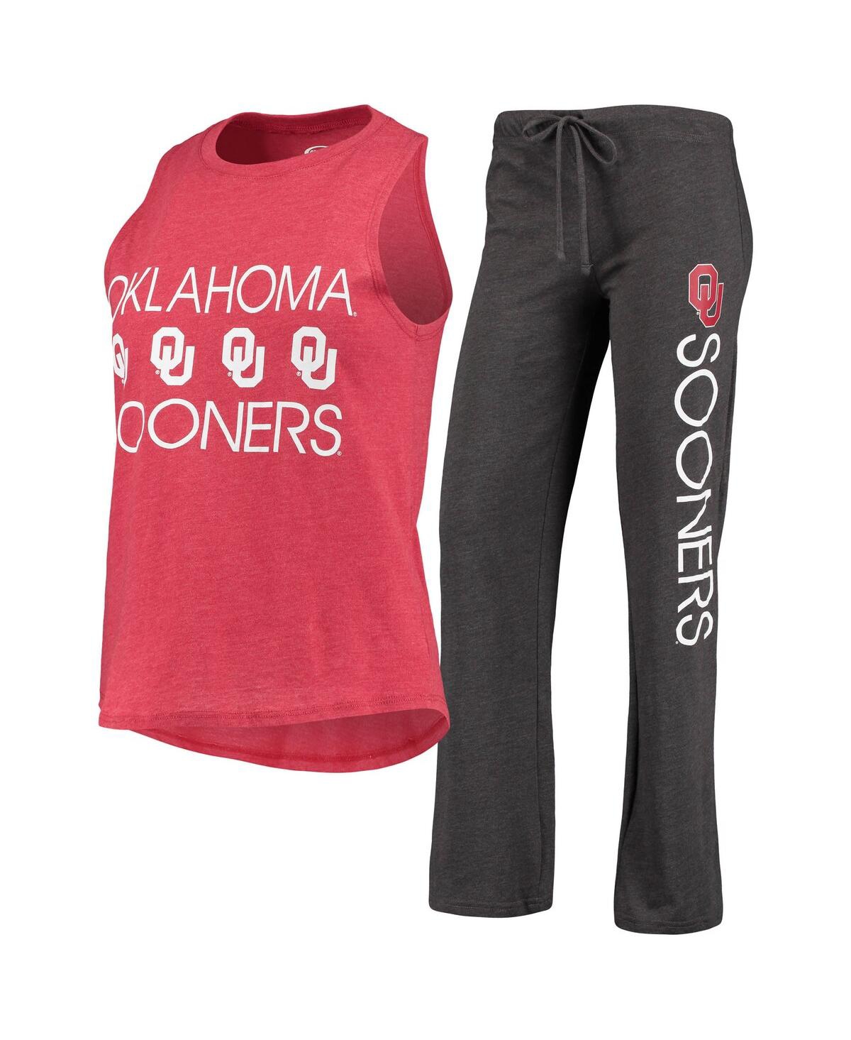 Concepts Sport Women's Crimson, Charcoal Washington State Cougars Team Tank Top And Pants Sleep Set In Crimson,charcoal