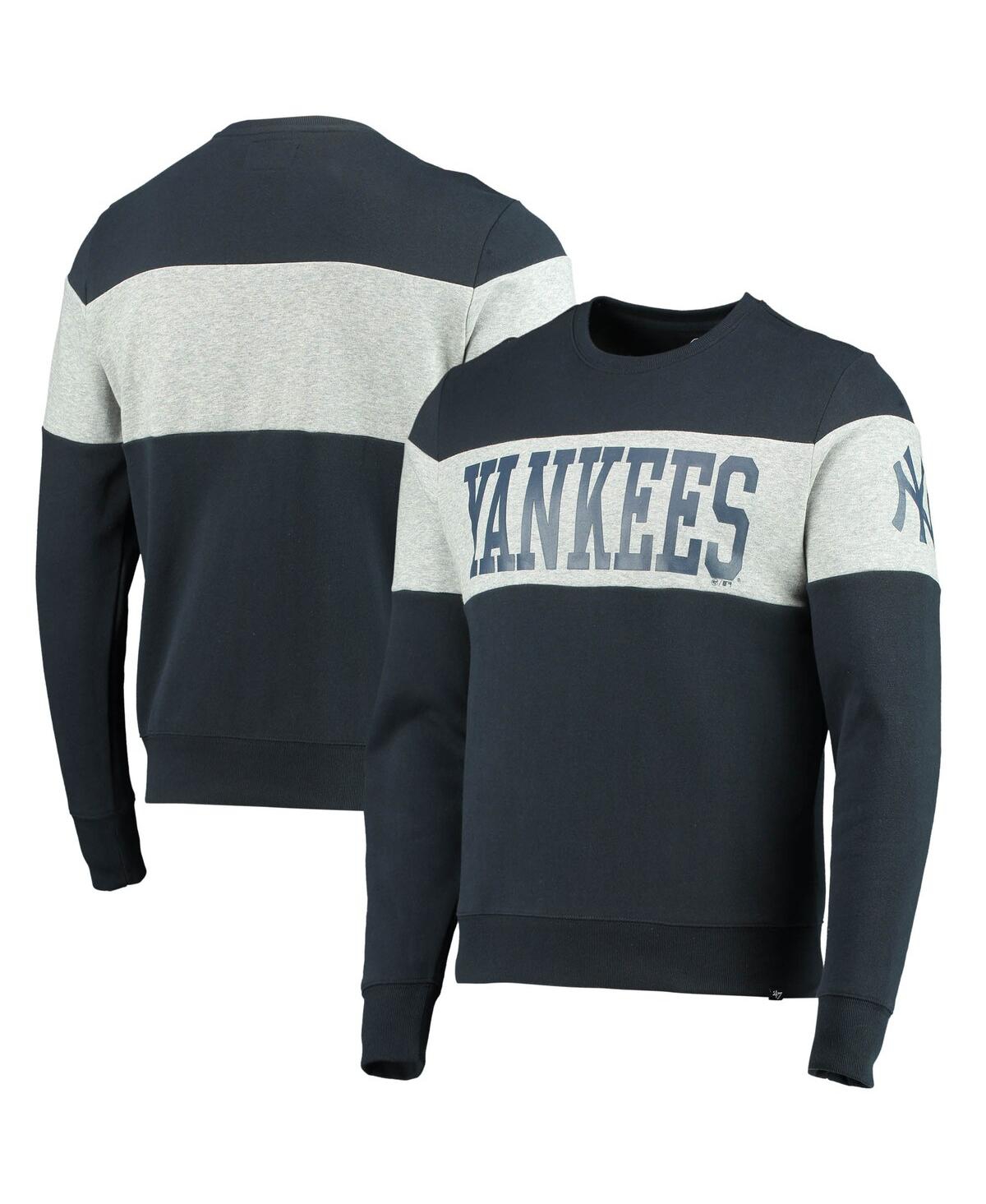 47 Brand Men's Navy, Heathered Gray New York Yankees Interstate Pullover Sweatshirt In Navy,heathered Gray