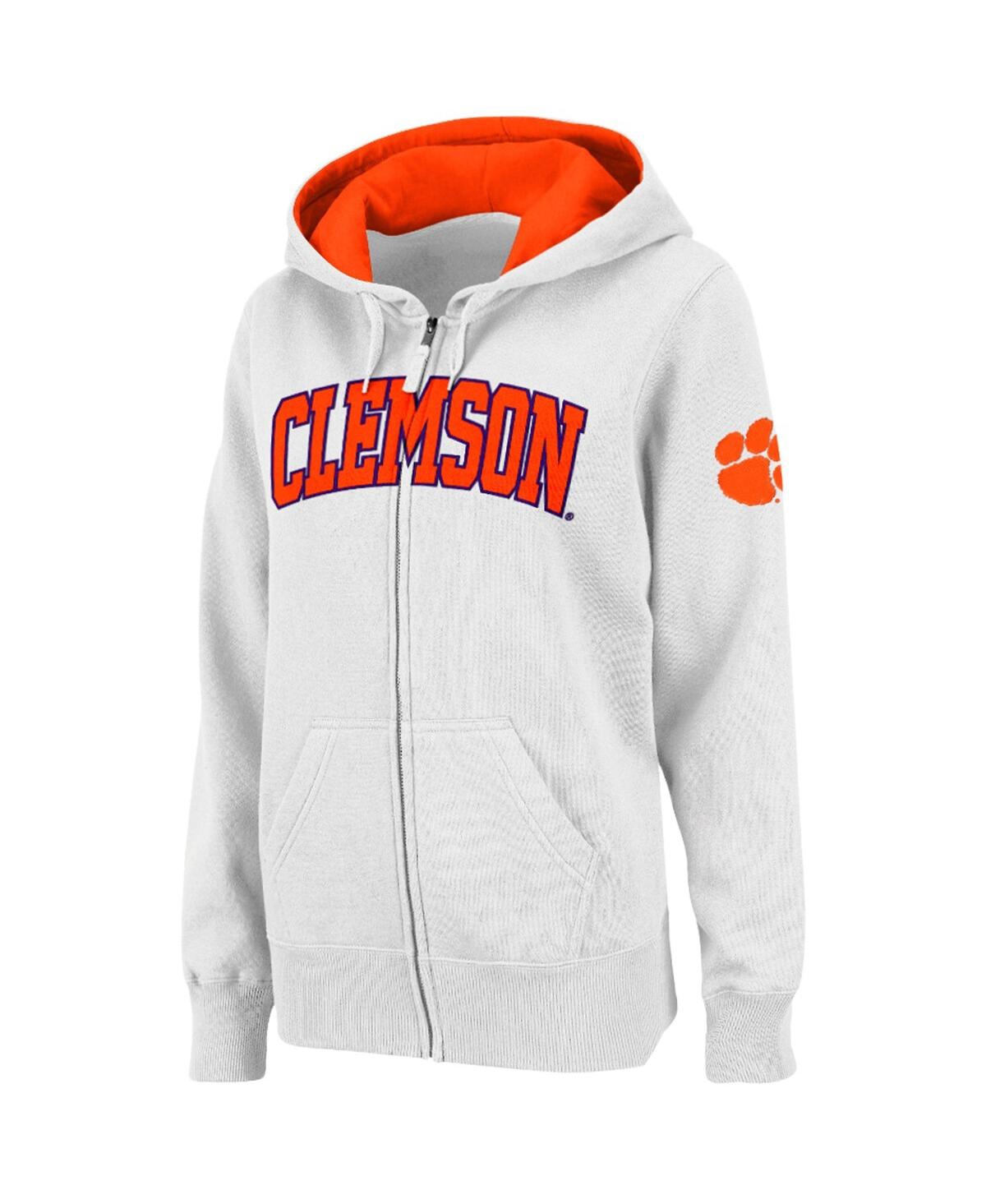 Women's Stadium AthleticClemson Tigers Arched Name Full-Zip Hoodie - White