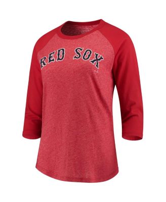 Women's David Ortiz Red Boston Red Sox Name and Number Tri-Blend Three-Quarter Length Raglan T-shirt