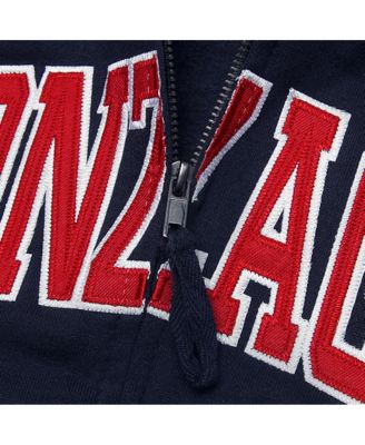 Women's Stadium Athletic Navy Gonzaga Bulldogs Arched Name Full-Zip Hoodie