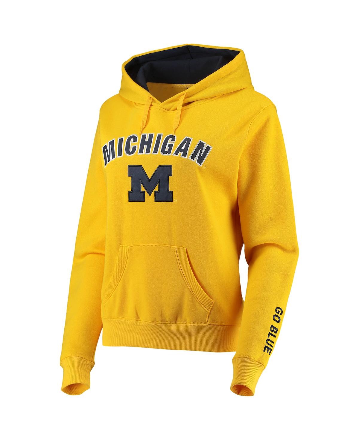 Colosseum Women's Maize Michigan Wolverines Arch And Logo 1 Pullover Hoodie In Maize