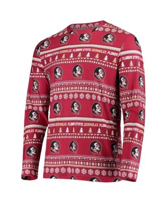 Men's Garnet Florida State Seminoles Ugly Sweater Knit Long Sleeve Top and Pant Set