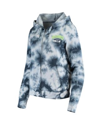 Women's College Navy Seattle Seahawks Tie Dye Fleece Full-Zip Hoodie