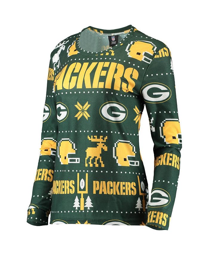 Green Bay Packers FOCO Women's Holiday Ugly Pajama Set - Green