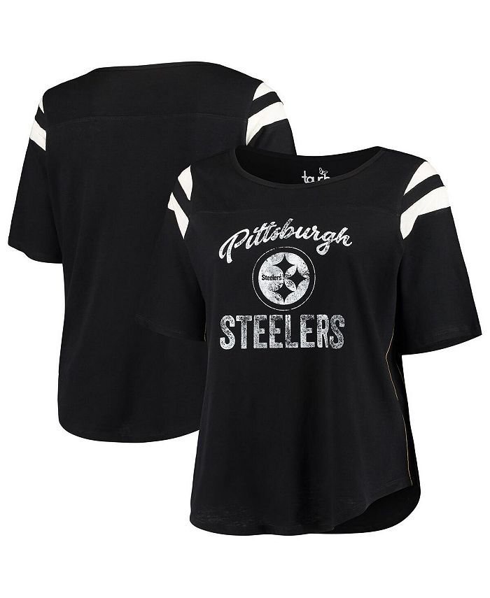 Touch Women s Black Pittsburgh Steelers Plus Size Curve Half