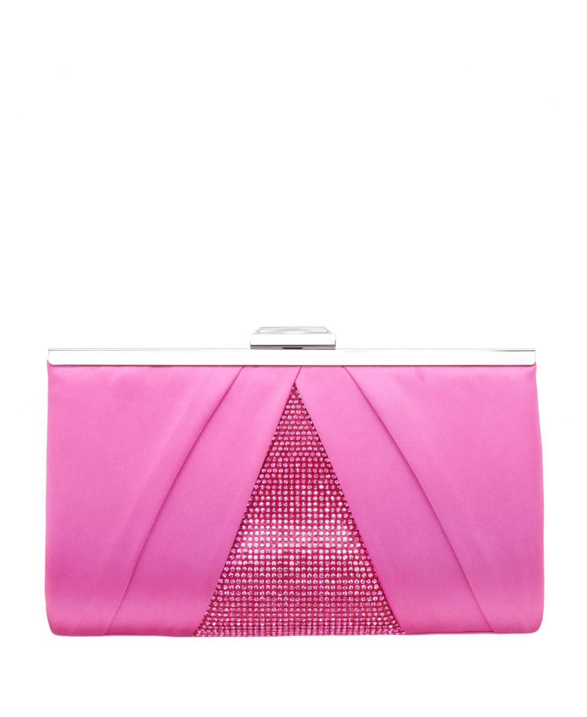 Women's Pleated Stain Crystal Frame Clutch - Ultra Pink