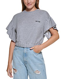 Cropped Flutter-Sleeve T-Shirt