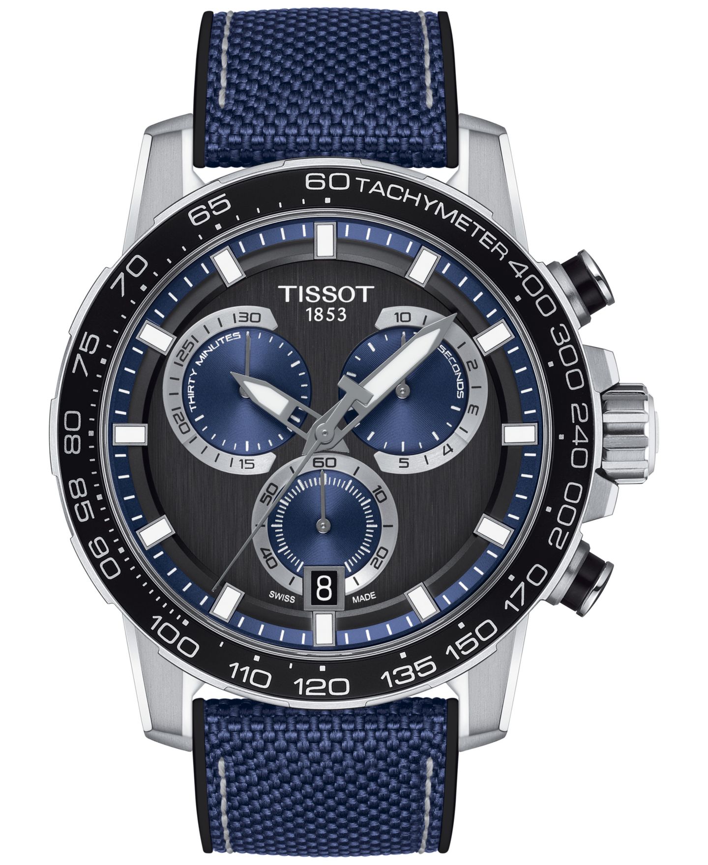 Мужские часы Tissot Swiss Chronograph Supersport Blue Textile Strap Watch 40mm — фото 1