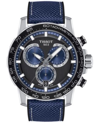 Tissot chrono腕時計brightwin 2gether bright Tissot Men's Swiss Chronograph Supersport Blue Textile Strap Watch