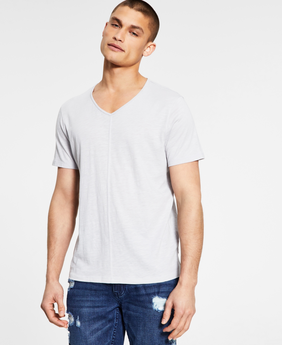 INC INTERNATIONAL CONCEPTS MEN'S SOLID V-NECK T-SHIRT, CREATED FOR MACY'S