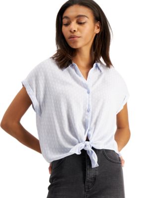 Hippie Rose - Juniors' Tie-Front Camp Shirt