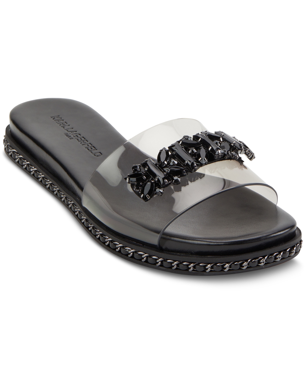 Karl Lagerfeld Women's Bijou Embellished Slide Sandals Women's Shoes In