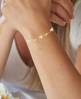 Cubic Zirconia Heart Cluster Chain Bracelet