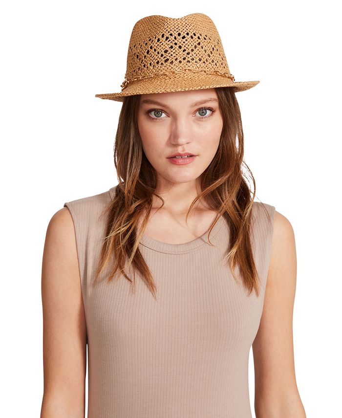 Steve Madden Women's ChainTrim Paper Straw Fedora Macy's