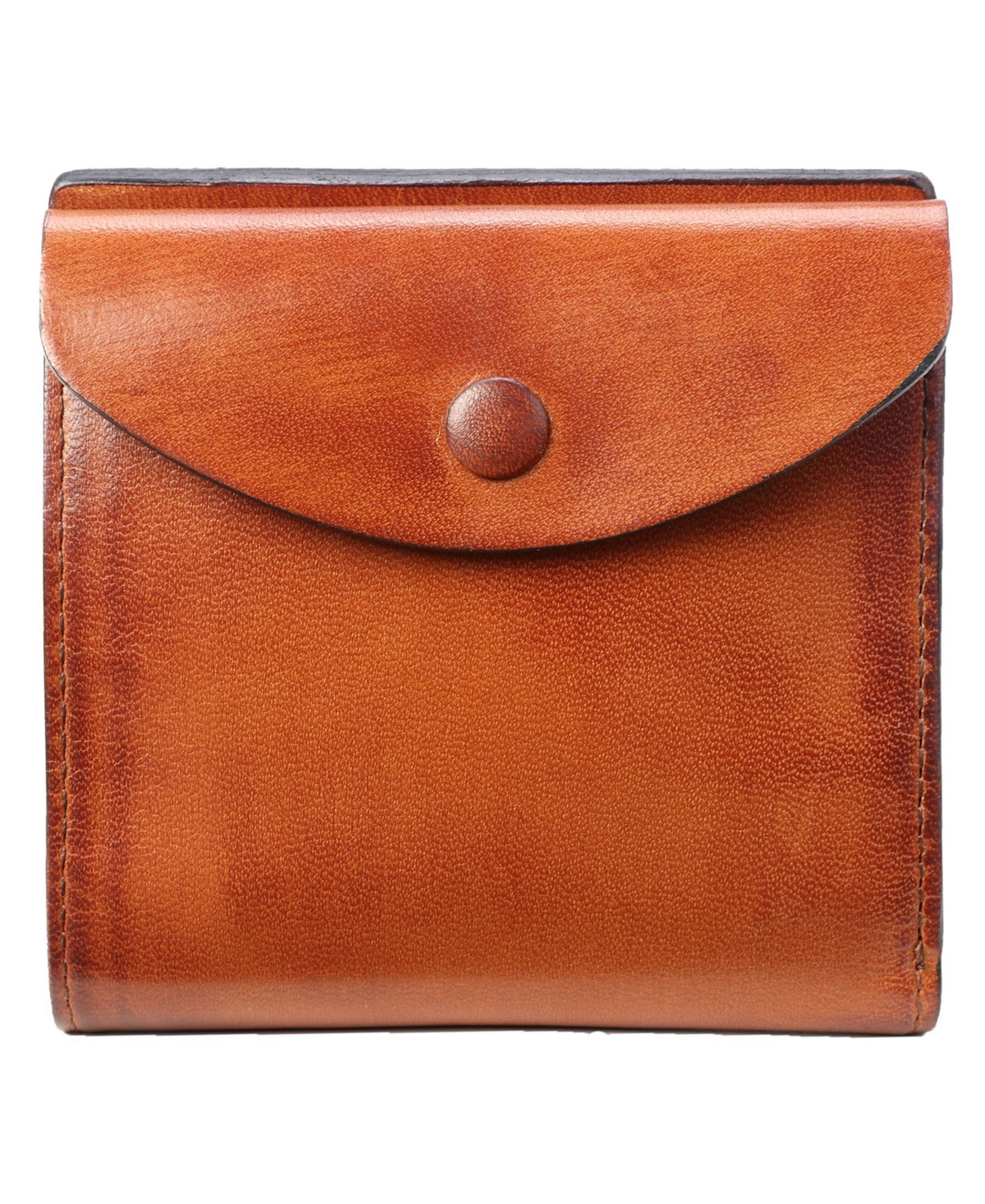 Women's Genuine Leather Snapper Wallet - Cognac