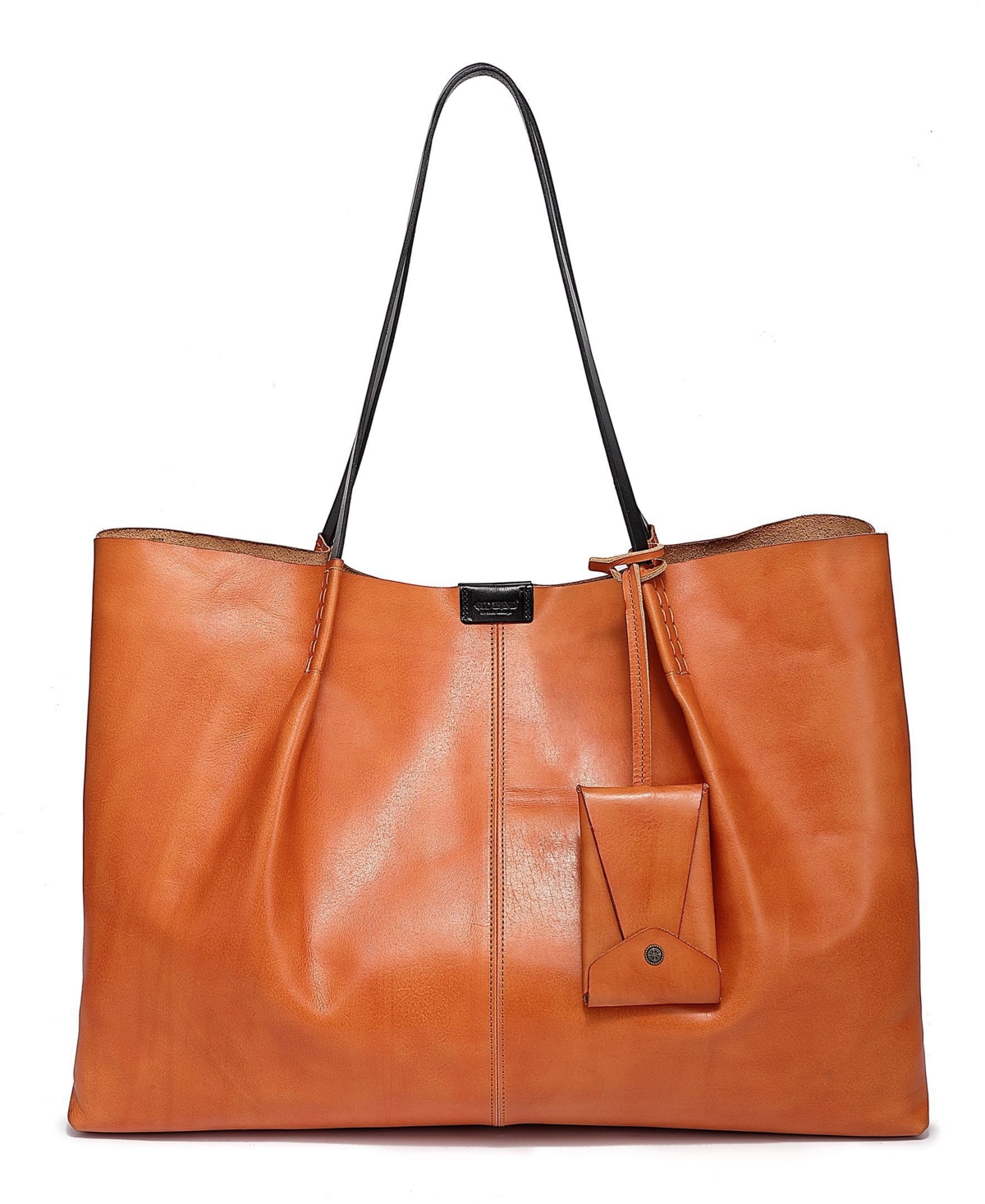 Women's Genuine Leather Calla Tote Bag - Rusty Red