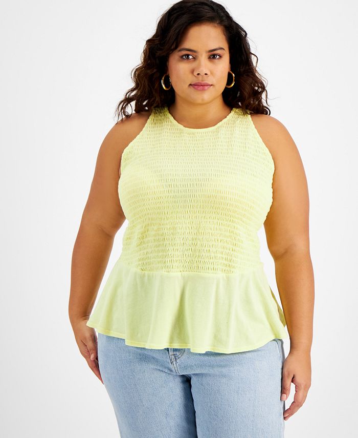 Inc International Concepts Plus Size Smocked Peplum Top Created For Macys Macys 