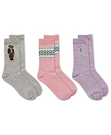 Little Girls Assorted Crew Socks, Pack of 3