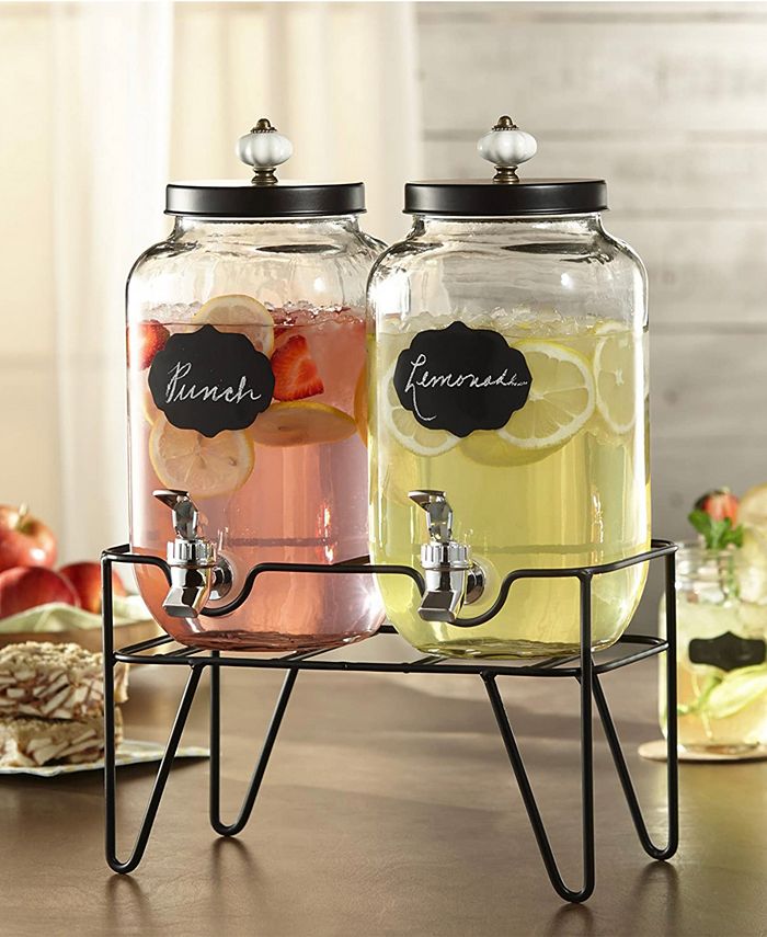 Double Glass Beverage Dispenser with Stand