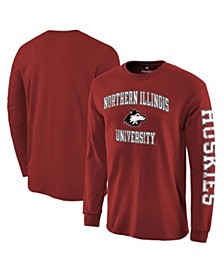 Men's Branded Red Northern Illinois Huskies Distressed Arch Over Logo Long Sleeve Hit T-shirt