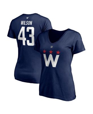 Women's Tom Wilson Navy Washington Capitals 2020/21 Alternate Authentic Stack Name and Number V-Neck T-shirt