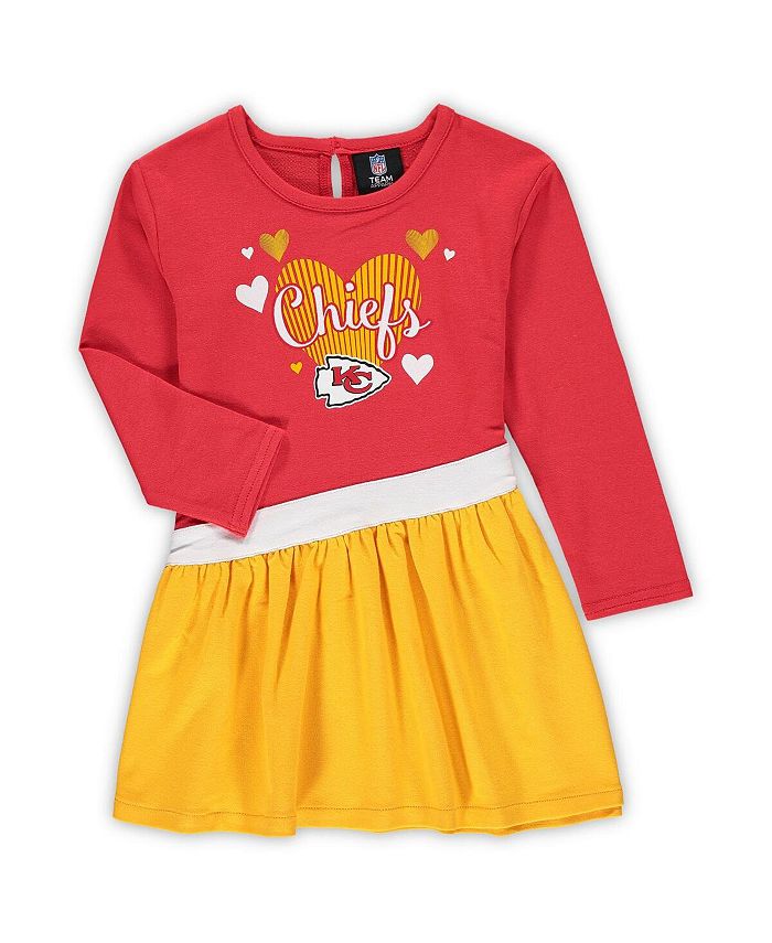 Outerstuff Toddler Girls Red Kansas City Chiefs All Hearts Jersey Long
