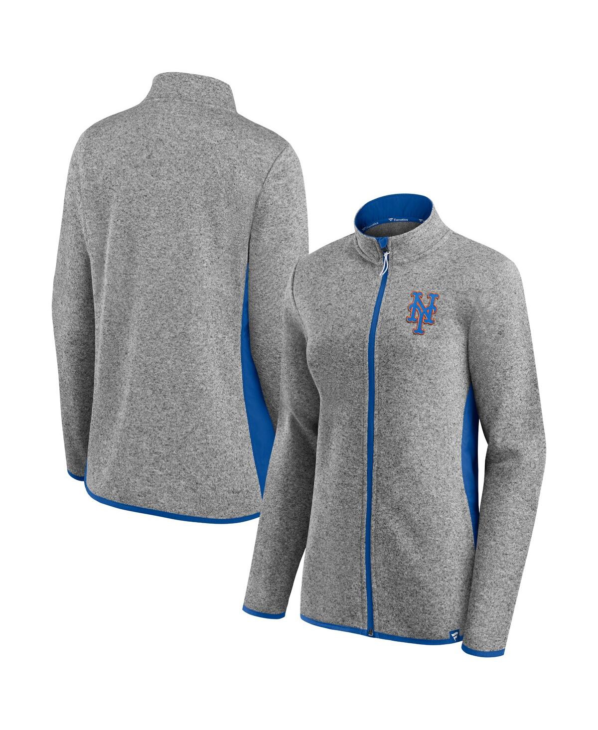Women's FanaticsNew York Mets Primary Logo Fleece Full-Zip Jacket - Heathered Charcoal