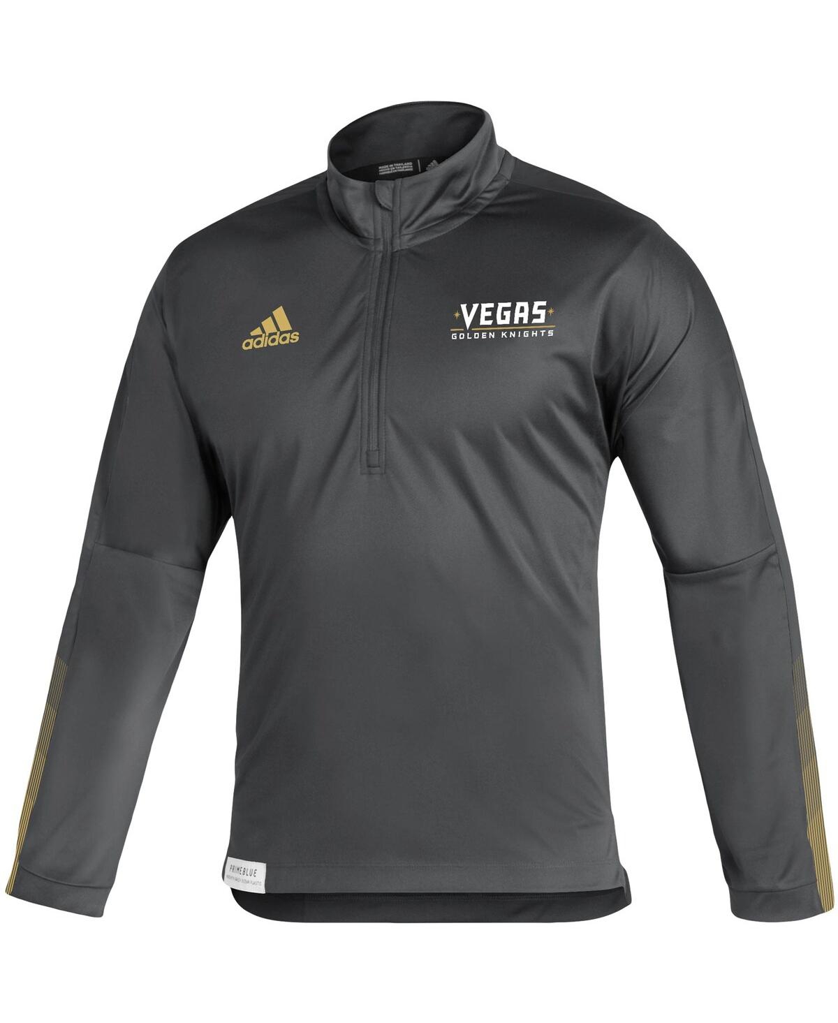 Men's adidasVegas Golden Knights Quarter-Zip Jacket - Charcoal